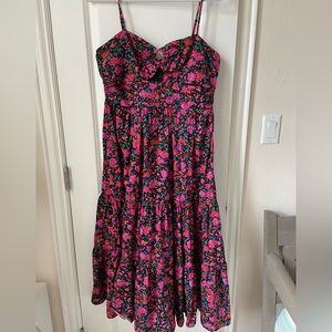 Cotton Floral Print Cut Out Dress